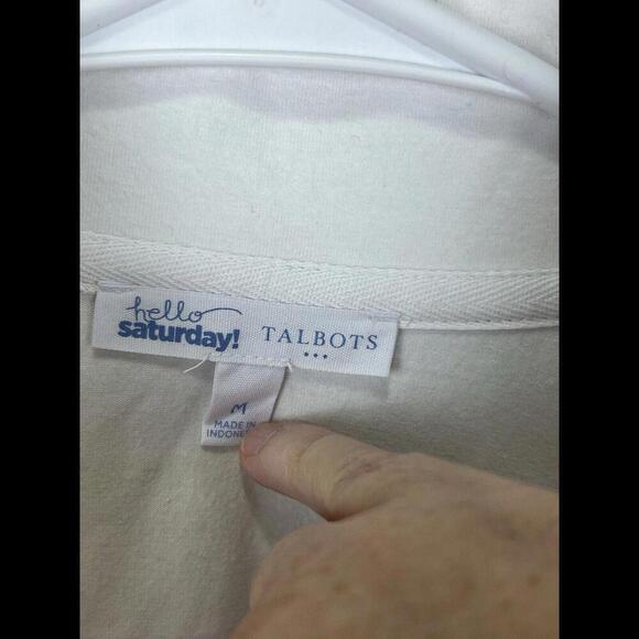 Talbots Hello Saturday Women Mock Zip Neck Pullover Size M Medium Striped‎ - Picture 3 of 3